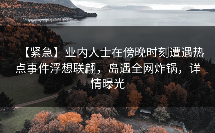 【紧急】业内人士在傍晚时刻遭遇热点事件浮想联翩，岛遇全网炸锅，详情曝光