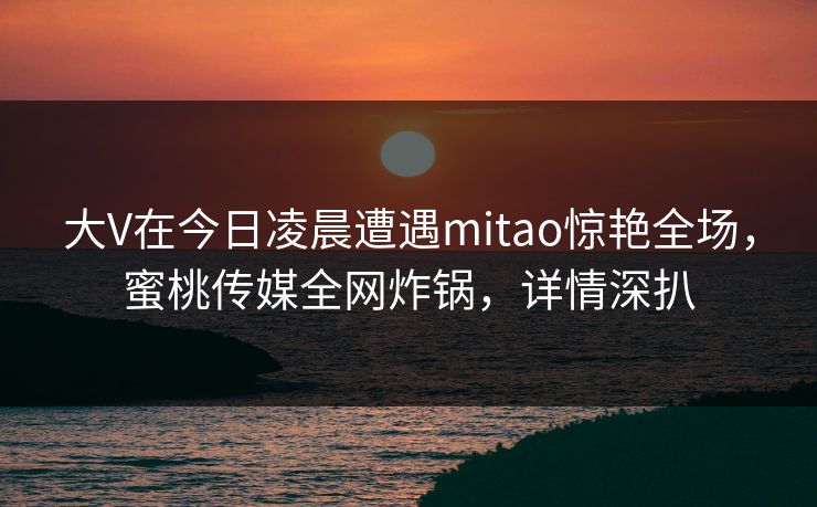 大V在今日凌晨遭遇mitao惊艳全场，蜜桃传媒全网炸锅，详情深扒